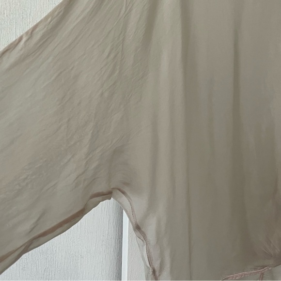 Scandal Silk Blend Pink and Cream V Neck Oversized Blouse Tunic Sheer Flowy Lg - Picture 5 of 14